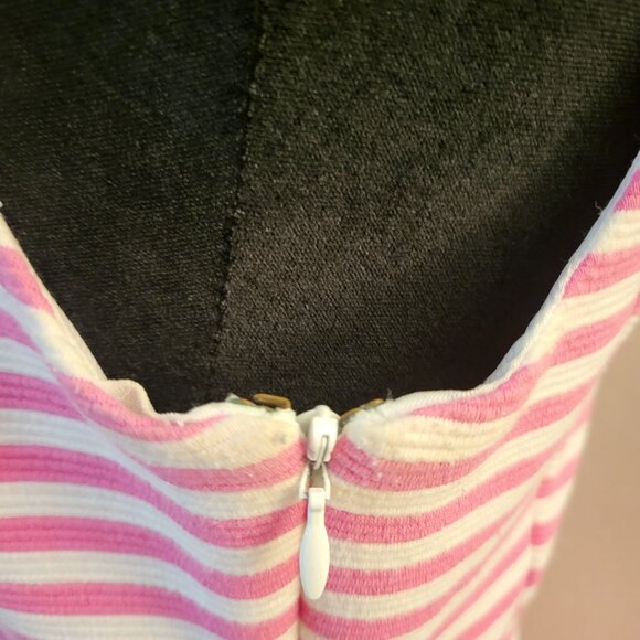 Lily Pulitzer Women's Medium Dress Sleeveless A-Line Pink White Striped Keyhole - Picture 10 of 14